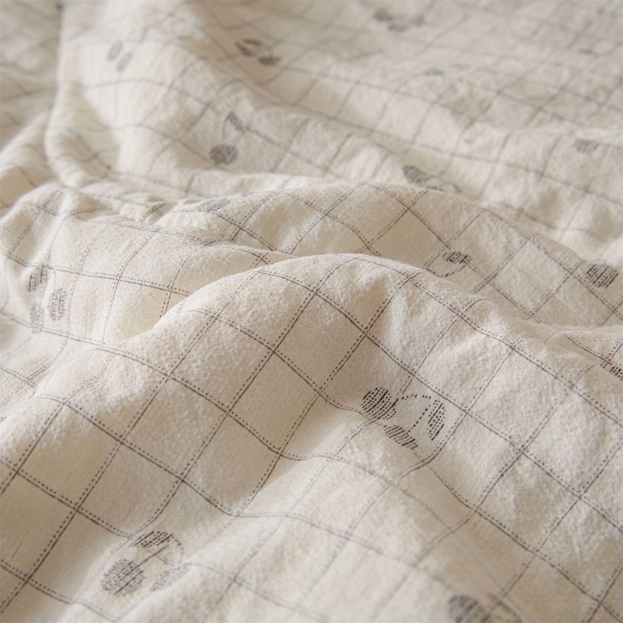 91家纺网 家纺一手货源 找家纺 尊妙被业 2026新款亚麻印花新疆棉花夏被 樱桃梦