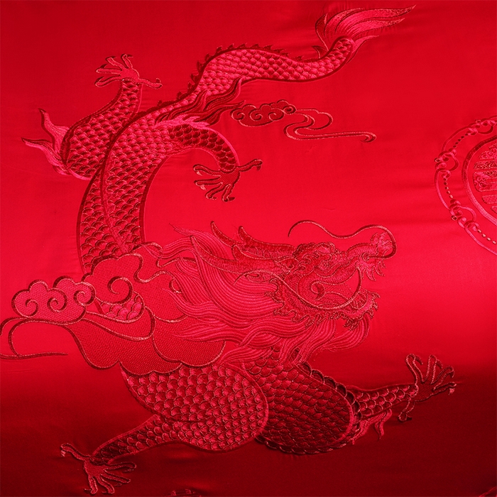 91家纺网 家纺一手货源 找家纺 富之雅婚庆 2026新款全棉刺绣长绒棉婚庆四件套多件套 龙凤瑞彩（本线绣）