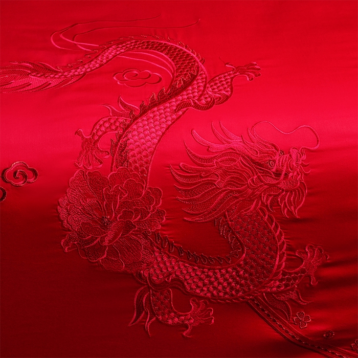 91家纺网 家纺一手货源 找家纺 富之雅婚庆 2026新款全棉刺绣长绒棉婚庆四件套多件套 祥龙禧凤