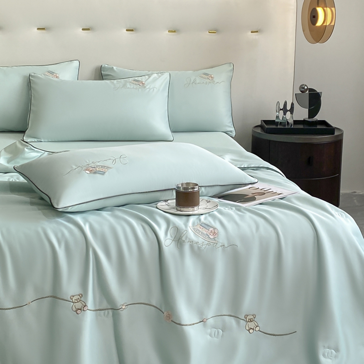 91家纺网 家纺一手货源 找家纺 （总）丝印良品 2026新款刺绣水洗真丝夏被四件套公主日记系列-风格一