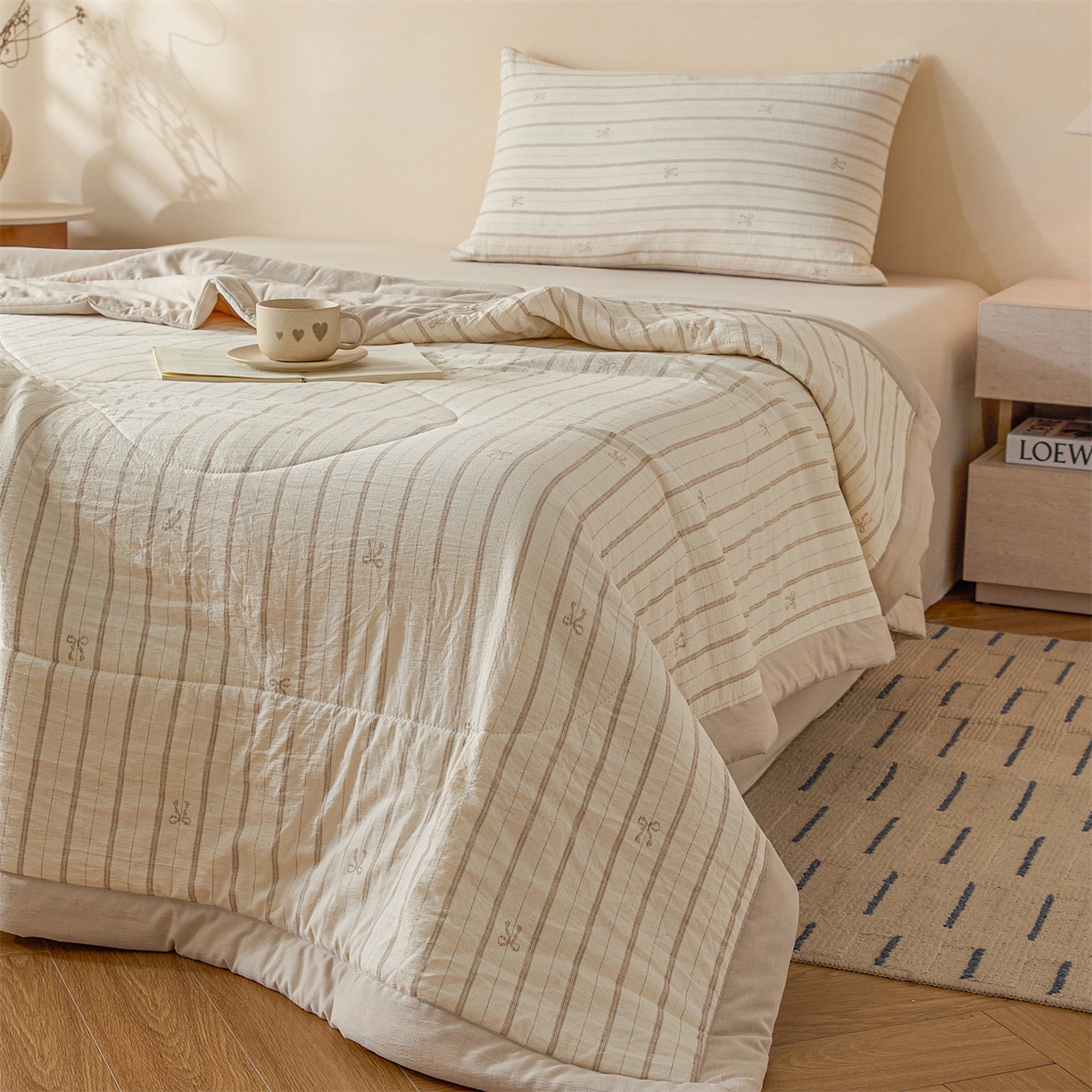 91家纺网 家纺一手货源 找家纺 （总）尊妙被业 2026新款亚麻印花新疆棉花夏被