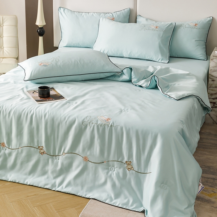 91家纺网 家纺一手货源 找家纺 欧冠家纺 （总） 2026新款刺绣水洗真丝夏被四件套公主日记系列-风格二