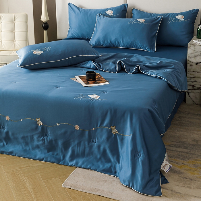 91家纺网 家纺一手货源 找家纺 欧冠家纺 （总） 2026新款刺绣水洗真丝夏被四件套公主日记系列-风格二