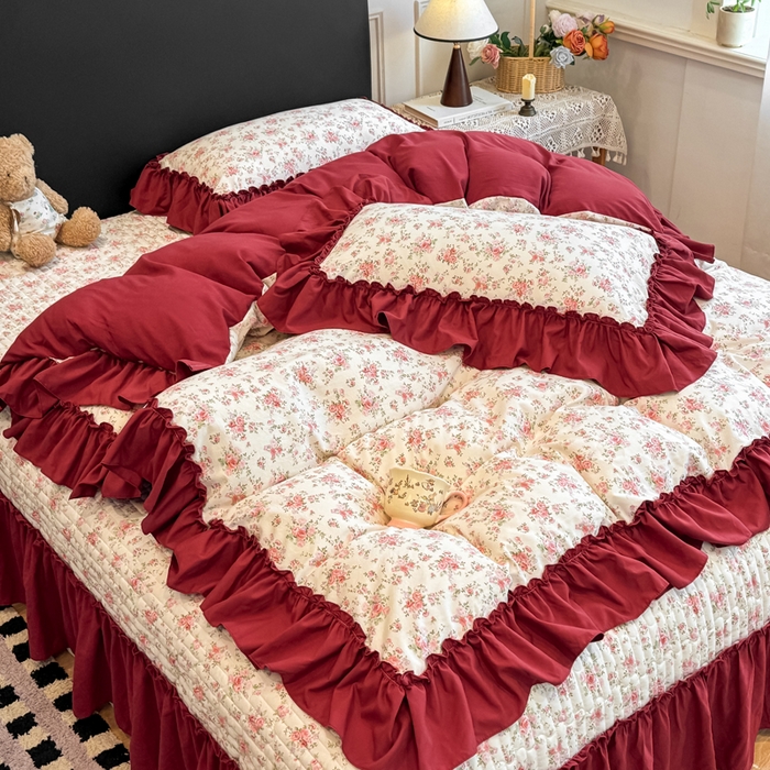 91家纺网 家纺一手货源 找家纺 （总）大麦家纺 2026新款水洗古棉床盖印花四件套