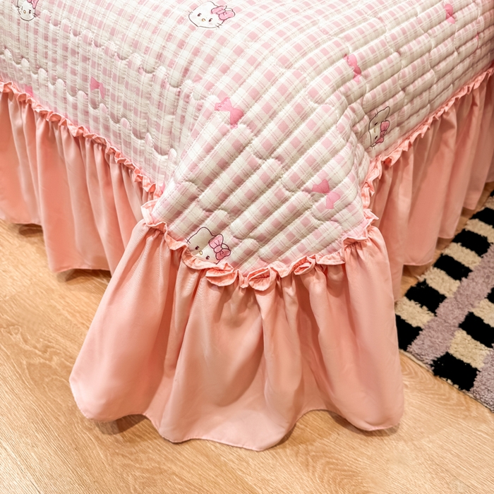 91家纺网 家纺一手货源 找家纺 大麦家纺 2026新款水洗古棉床盖印花四件套 KT猫-玉