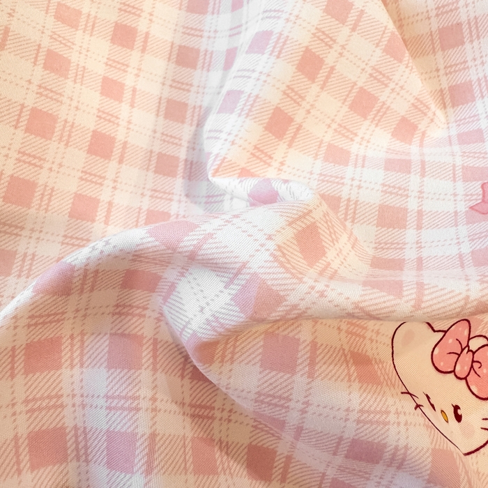 91家纺网 家纺一手货源 找家纺 大麦家纺 2026新款水洗古棉床盖印花四件套 KT猫-玉