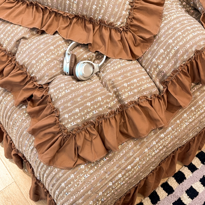 91家纺网 家纺一手货源 找家纺 大麦家纺 2026新款水洗古棉床盖印花四件套 春华