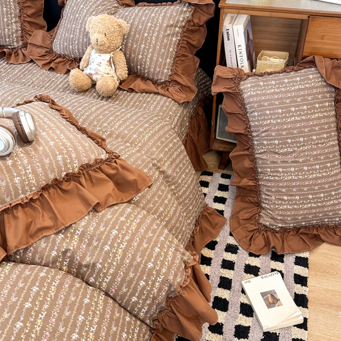 91家纺网 家纺一手货源 找家纺 大麦家纺 2026新款水洗古棉床盖印花四件套 春华