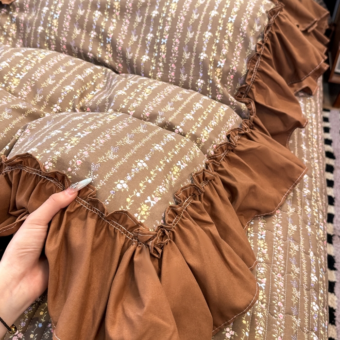 91家纺网 家纺一手货源 找家纺 大麦家纺 2026新款水洗古棉床盖印花四件套 春华