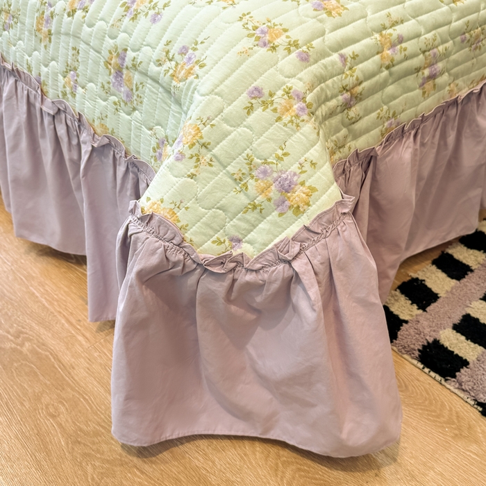 91家纺网 家纺一手货源 找家纺 大麦家纺 2026新款水洗古棉床盖印花四件套 赫本夏朵