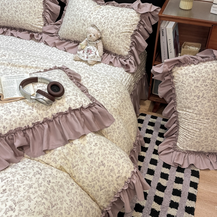 91家纺网 家纺一手货源 找家纺 大麦家纺 2026新款水洗古棉床盖印花四件套 赫拉