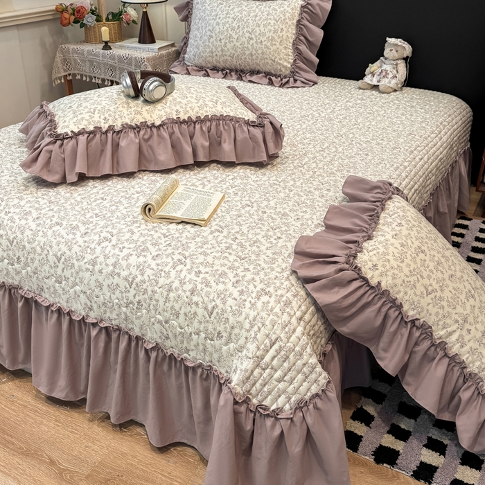 91家纺网 家纺一手货源 找家纺 大麦家纺 2026新款水洗古棉床盖印花四件套 赫拉