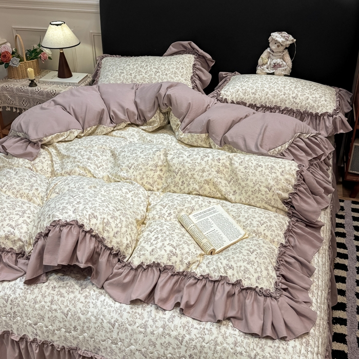 91家纺网 家纺一手货源 找家纺 大麦家纺 2026新款水洗古棉床盖印花四件套 赫拉