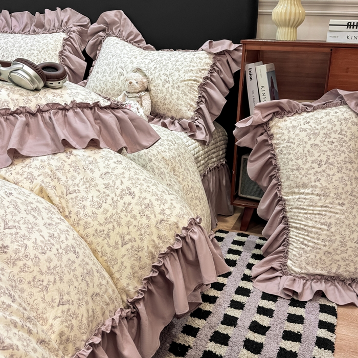 91家纺网 家纺一手货源 找家纺 大麦家纺 2026新款水洗古棉床盖印花四件套 赫拉