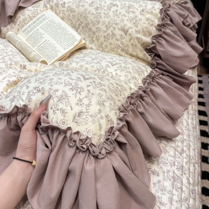 91家纺网 家纺一手货源 找家纺 大麦家纺 2026新款水洗古棉床盖印花四件套 赫拉