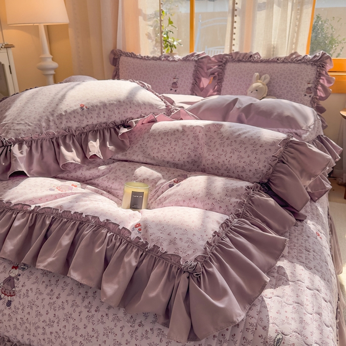 大麦家纺 2026新款水洗古棉床盖印花四件套 漫野