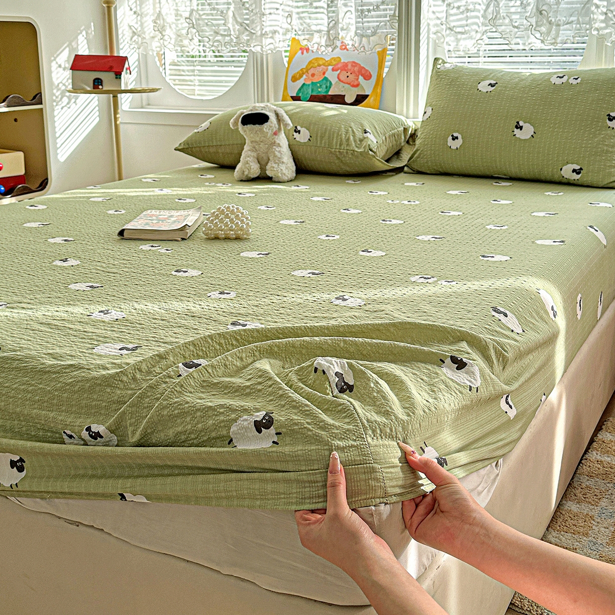 91家纺网 家纺一手货源 找家纺 （总）悦织湾家纺 2026新款老粗布印花床单床笠床笠三两件套春秋学生宿舍单双人床笠