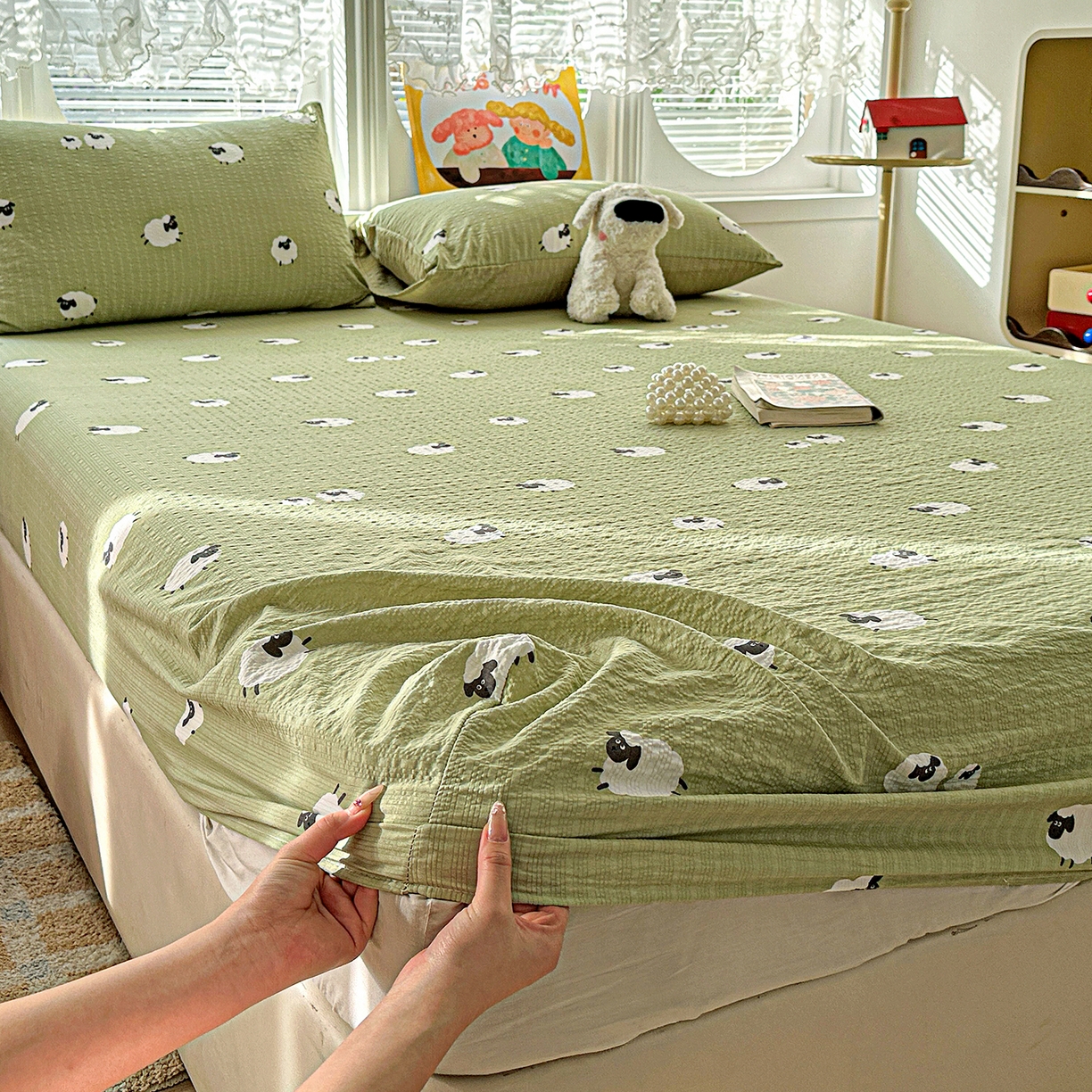 91家纺网 家纺一手货源 找家纺 （总）悦织湾家纺 2026新款老粗布印花床单床笠床笠三两件套春秋学生宿舍单双人床笠