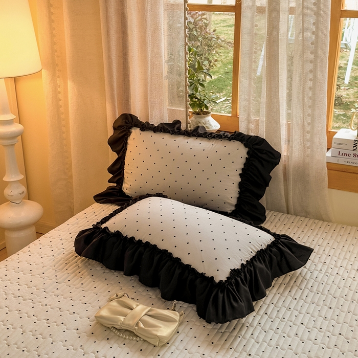 91家纺网 家纺一手货源 找家纺 大麦家纺 2026新款水洗古棉床盖印花四件套 小波点