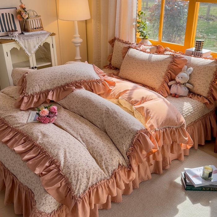 91家纺网 家纺一手货源 找家纺 大麦家纺 2026新款水洗古棉床盖印花四件套 星河入梦