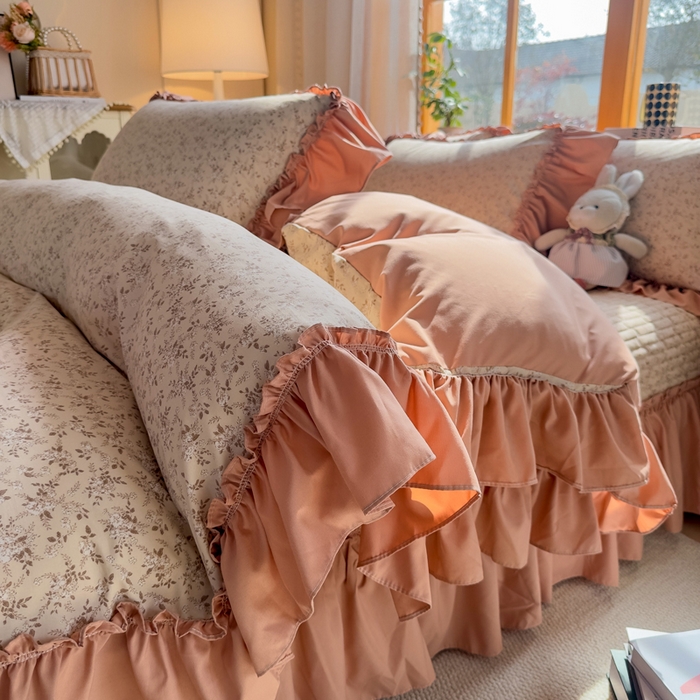 91家纺网 家纺一手货源 找家纺 大麦家纺 2026新款水洗古棉床盖印花四件套 星河入梦