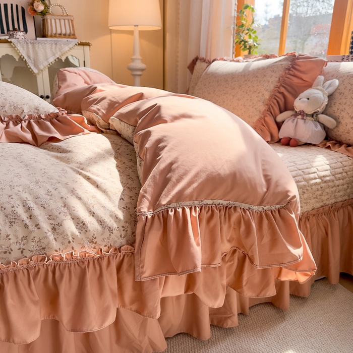 91家纺网 家纺一手货源 找家纺 大麦家纺 2026新款水洗古棉床盖印花四件套 星河入梦