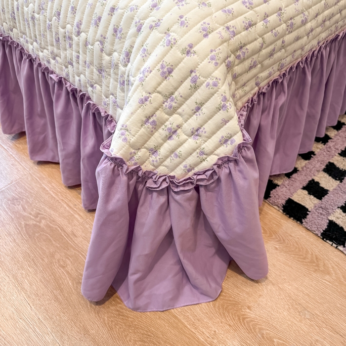 91家纺网 家纺一手货源 找家纺 大麦家纺 2026新款水洗古棉床盖印花四件套 紫鸳