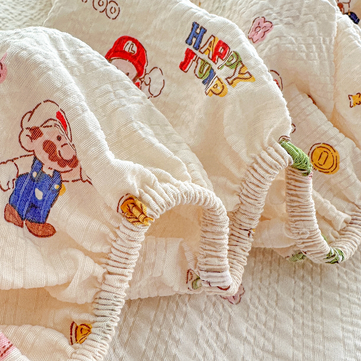 91家纺网 家纺一手货源 找家纺 悦织湾家纺 2026新款老粗布印花床单床笠床笠三两件套春秋学生宿舍单双人床笠 超级玛丽