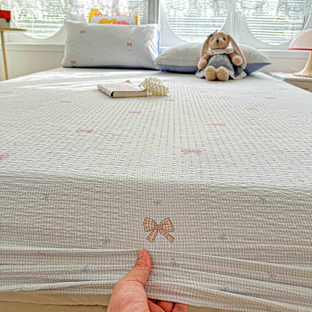 91家纺网 家纺一手货源 找家纺 悦织湾家纺 2026新款老粗布印花床单床笠床笠三两件套春秋学生宿舍单双人床笠 格纹蝶梦