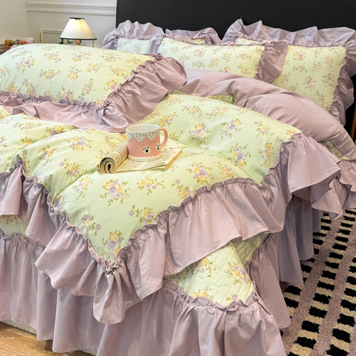 91家纺网 家纺一手货源 找家纺 （总）大麦家纺 2026新款水洗古棉床盖印花四件套