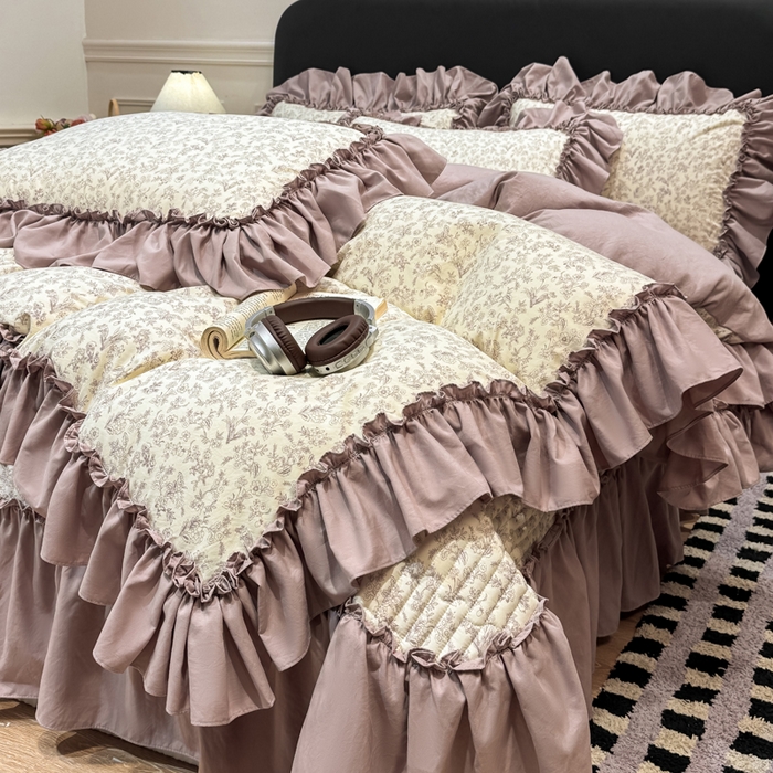 91家纺网 家纺一手货源 找家纺 （总）大麦家纺 2026新款水洗古棉床盖印花四件套