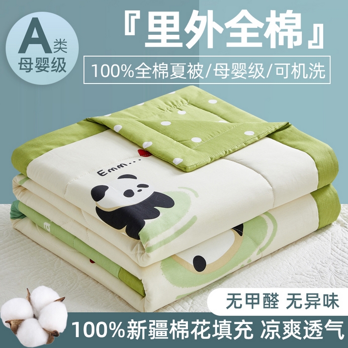 91家纺网 家纺一手货源 找家纺 （总）海洋家纺 2026新款100%里外全棉夏被印花空调被夏凉被薄被子棉花夏被四件套 风格二