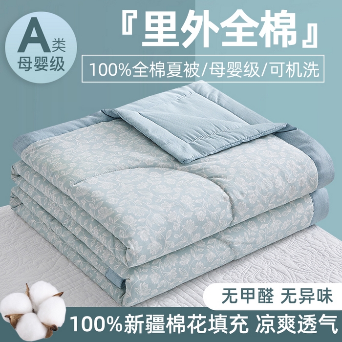 91家纺网 家纺一手货源 找家纺 （总）海洋家纺 2026新款100%里外全棉夏被印花空调被夏凉被薄被子棉花夏被四件套 风格二