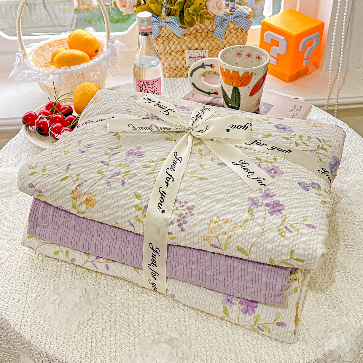 91家纺网 家纺一手货源 找家纺 悦织湾家纺 2026新款泡芙棉印花四件套单品单被套枕套时尚轻奢卡通小碎花学生宿舍用品三四件套 浪漫日记