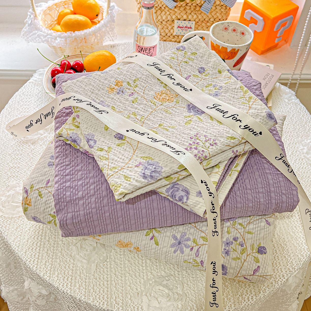 91家纺网 家纺一手货源 找家纺 悦织湾家纺 2026新款泡芙棉印花四件套单品单被套枕套时尚轻奢卡通小碎花学生宿舍用品三四件套 浪漫日记