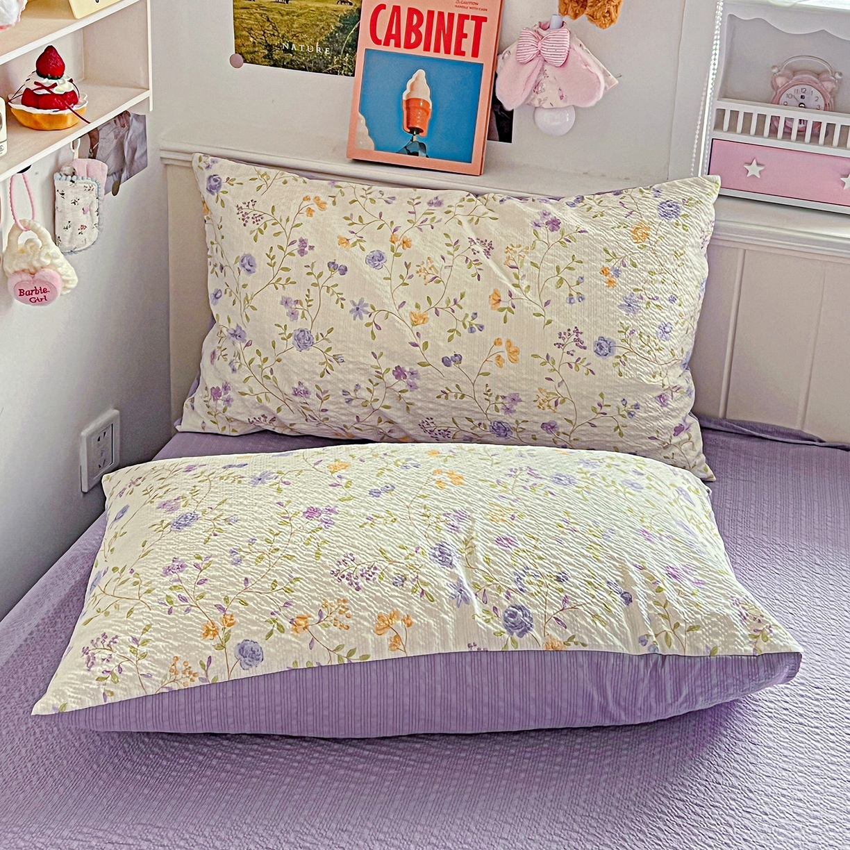 91家纺网 家纺一手货源 找家纺 悦织湾家纺 2026新款泡芙棉印花四件套单品单被套枕套时尚轻奢卡通小碎花学生宿舍用品三四件套 浪漫日记