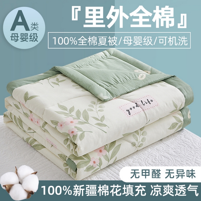 91家纺网 家纺一手货源 找家纺 （总）海洋家纺 2026新款100%里外全棉夏被印花空调被夏凉被薄被子棉花夏被四件套 风格二