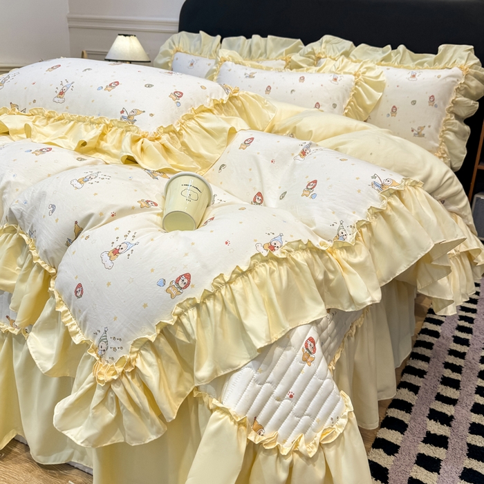 91家纺网 家纺一手货源 找家纺 （总）大麦家纺 2026新款水洗古棉床盖印花四件套