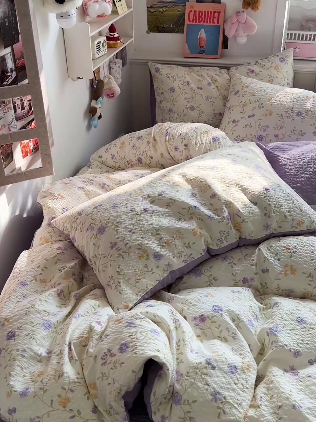 91家纺网 家纺一手货源 找家纺 悦织湾家纺 2026新款泡芙棉印花四件套单品单被套枕套时尚轻奢卡通小碎花学生宿舍用品三四件套 浪漫日记