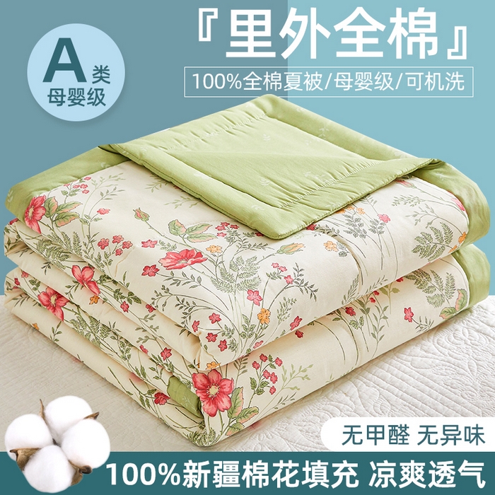 91家纺网 家纺一手货源 找家纺 （总）海洋家纺 2026新款100%里外全棉夏被印花空调被夏凉被薄被子棉花夏被四件套 风格二