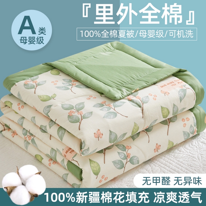 91家纺网 家纺一手货源 找家纺 （总）海洋家纺 2026新款100%里外全棉夏被印花空调被夏凉被薄被子棉花夏被四件套 风格二