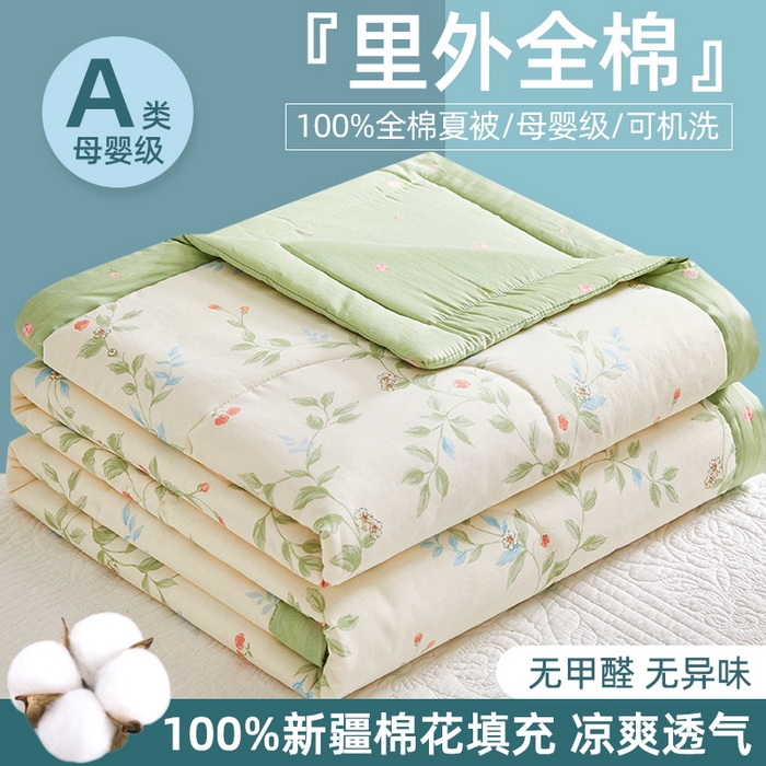 91家纺网 家纺一手货源 找家纺 （总）海洋家纺 2026新款100%里外全棉夏被印花空调被夏凉被薄被子棉花夏被四件套 风格二