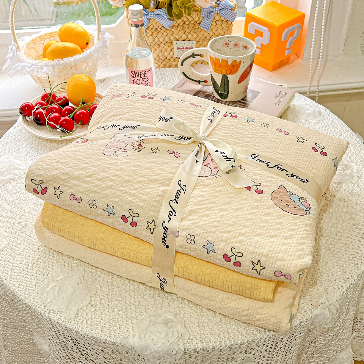 91家纺网 家纺一手货源 找家纺 悦织湾家纺 2026新款泡芙棉印花四件套单品单被套枕套时尚轻奢卡通小碎花学生宿舍用品三四件套 萌宠派对（黄）