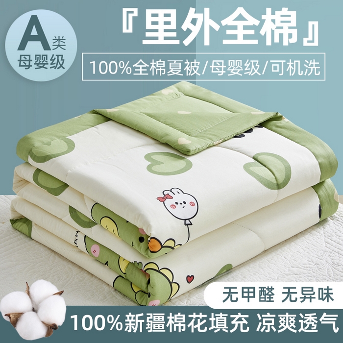 91家纺网 家纺一手货源 找家纺 （总）海洋家纺 2026新款100%里外全棉夏被印花空调被夏凉被薄被子棉花夏被四件套 风格二