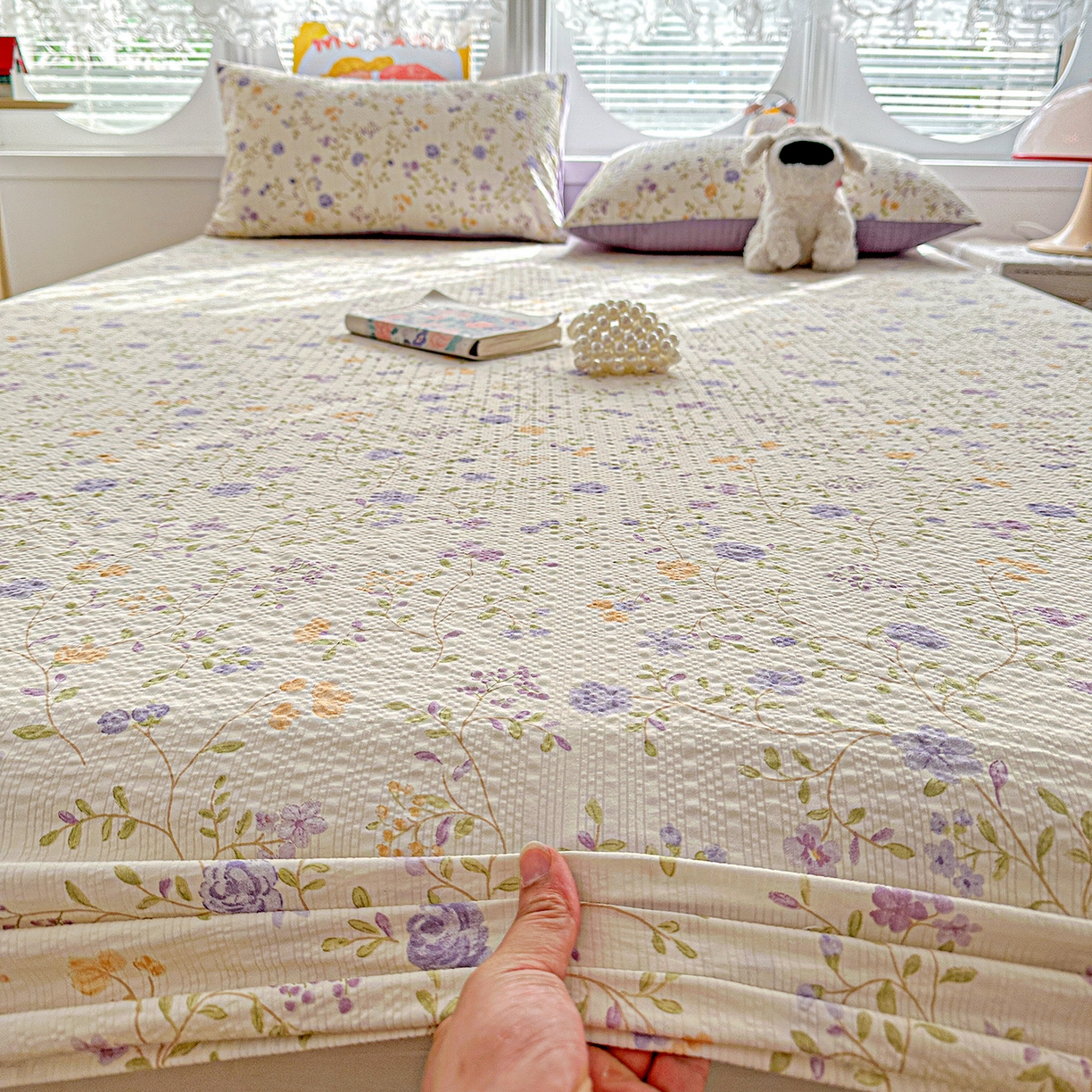 91家纺网 家纺一手货源 找家纺 悦织湾家纺 2026新款老粗布印花床单床笠床笠三两件套春秋学生宿舍单双人床笠 浪漫日记