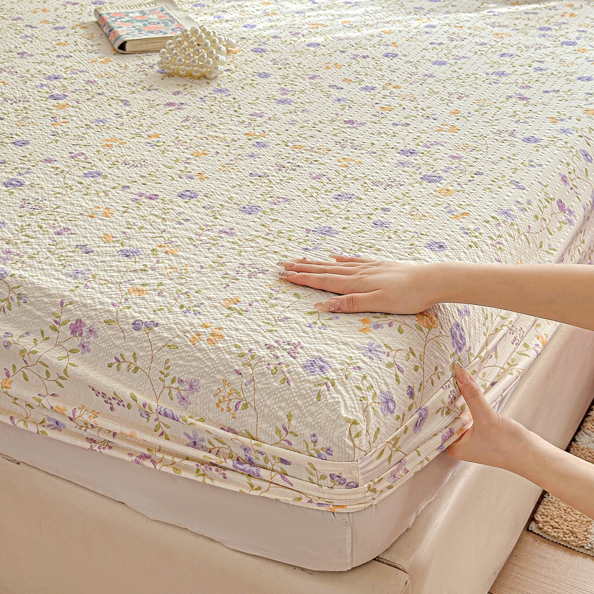 91家纺网 家纺一手货源 找家纺 悦织湾家纺 2026新款老粗布印花床单床笠床笠三两件套春秋学生宿舍单双人床笠 浪漫日记