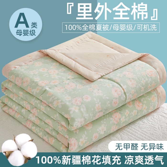 91家纺网 家纺一手货源 找家纺 （总）海洋家纺 2026新款100%里外全棉夏被印花空调被夏凉被薄被子棉花夏被四件套 风格二