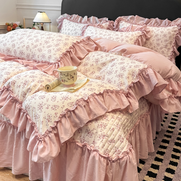 91家纺网 家纺一手货源 找家纺 （总）大麦家纺 2026新款水洗古棉床盖印花四件套