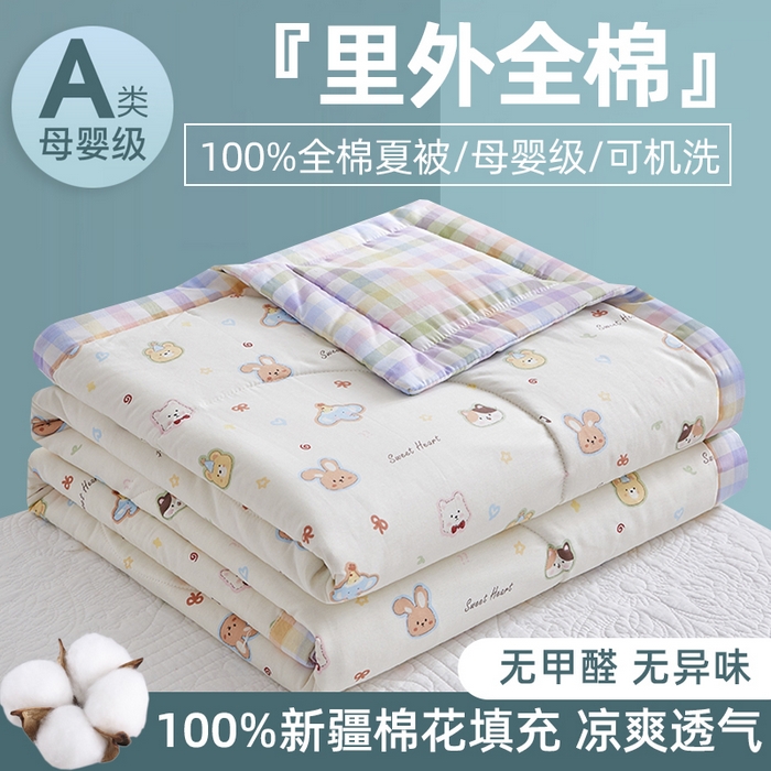 91家纺网 家纺一手货源 找家纺 （总）海洋家纺 2026新款100%里外全棉夏被印花空调被夏凉被薄被子棉花夏被四件套 风格二