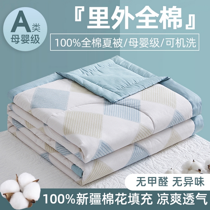 91家纺网 家纺一手货源 找家纺 （总）海洋家纺 2026新款100%里外全棉夏被印花空调被夏凉被薄被子棉花夏被四件套 风格二